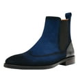 thumbnail image 1 of Santimon Men Classic Leather Chelsea Boots Brogue Dress Ankle Boots Suede Chukka Boots Blue 10.5 US, 1 of 6