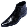thumbnail image 1 of Santimon Men Crocodile Pattern Leather Boots Fashion Ankle Boots Casual Chukka Boots Black 7.5 US, 1 of 7