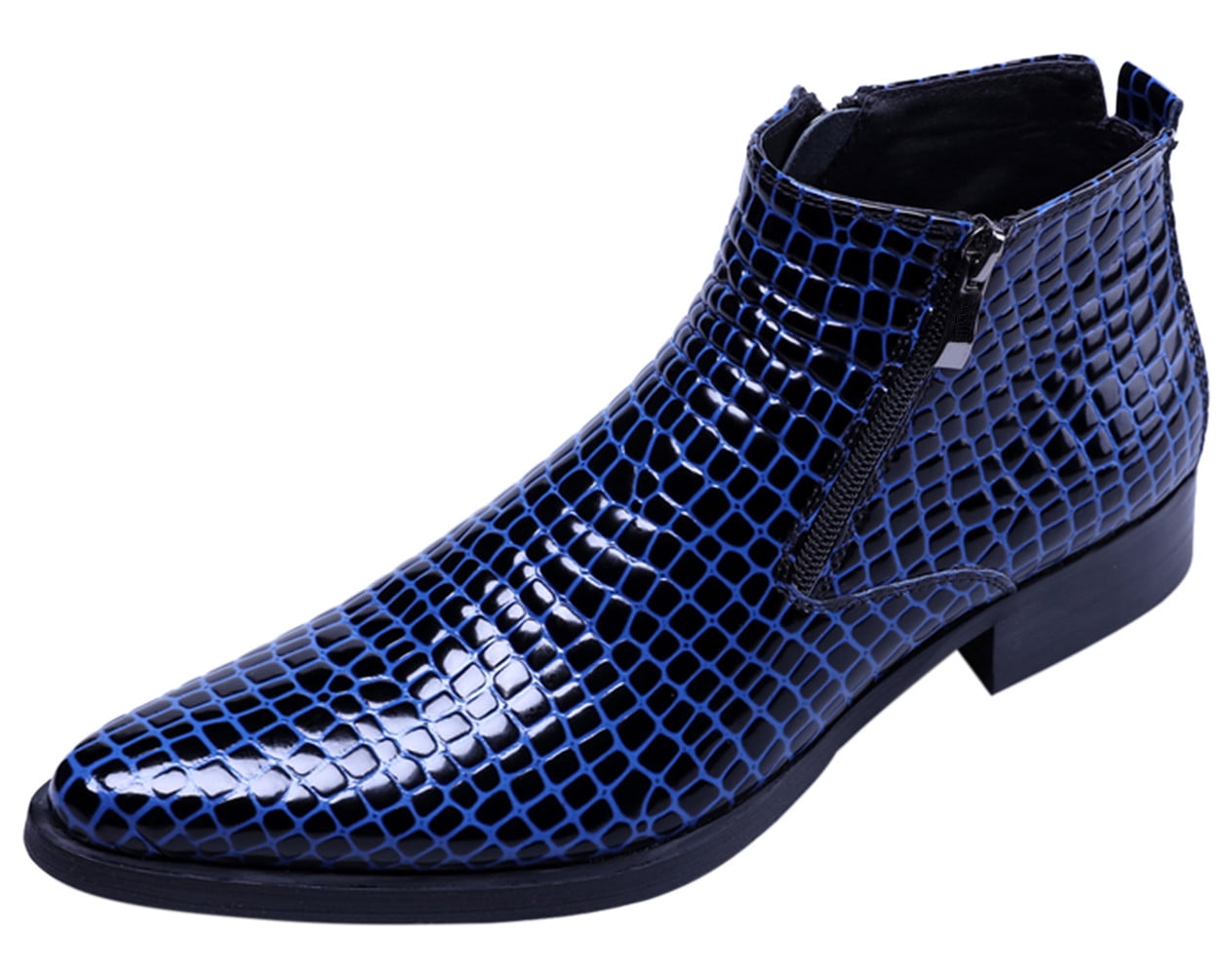 Santimon Men Crocodile Pattern Leather Boots Fashion Ankle 