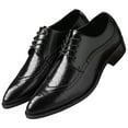 thumbnail image 1 of Santimon Men Derby Crocodile Pattern Pointed Toe Shoes Lace Up Brogue Dress Business Shoes Black 9.5 US, 1 of 8