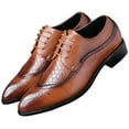thumbnail image 1 of Santimon Men Derby Crocodile Pattern Pointed Toe Shoes Lace Up Brogue Dress Business Shoes Stan 7.5 US, 1 of 8