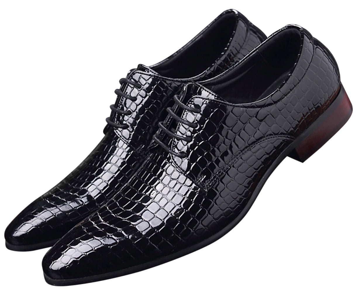 Santimon Mens US 9.5 Black Leather Pointed Toe Brogues Derby Lace Up Dress Shoes Amazon.com | Santimon Men main image 2