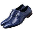 thumbnail image 1 of Santimon Men Derby Shoes Crocodile Pattern Pointed Toe Lace Up Oxford Shoes Business Leather Dress Shoes Blue 10.5 US, 1 of 8