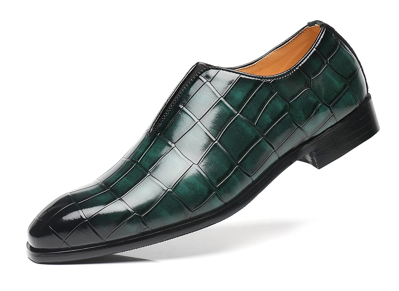 Santimon Men Dress Oxford Shoes Whole-Cut Slip On Crocodile Pattern Wedding  Party Formal Shoes Green 9.5 US - Walmart.com