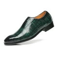 thumbnail image 1 of Santimon Men Dress Oxford Shoes Whole-Cut Slip On Crocodile Pattern Wedding Party Formal Shoes Green 9.5 US, 1 of 8
