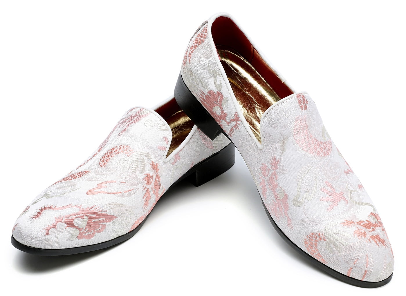 Santimon Men Dress Shoes Embroidered Floral Loafers Slip On