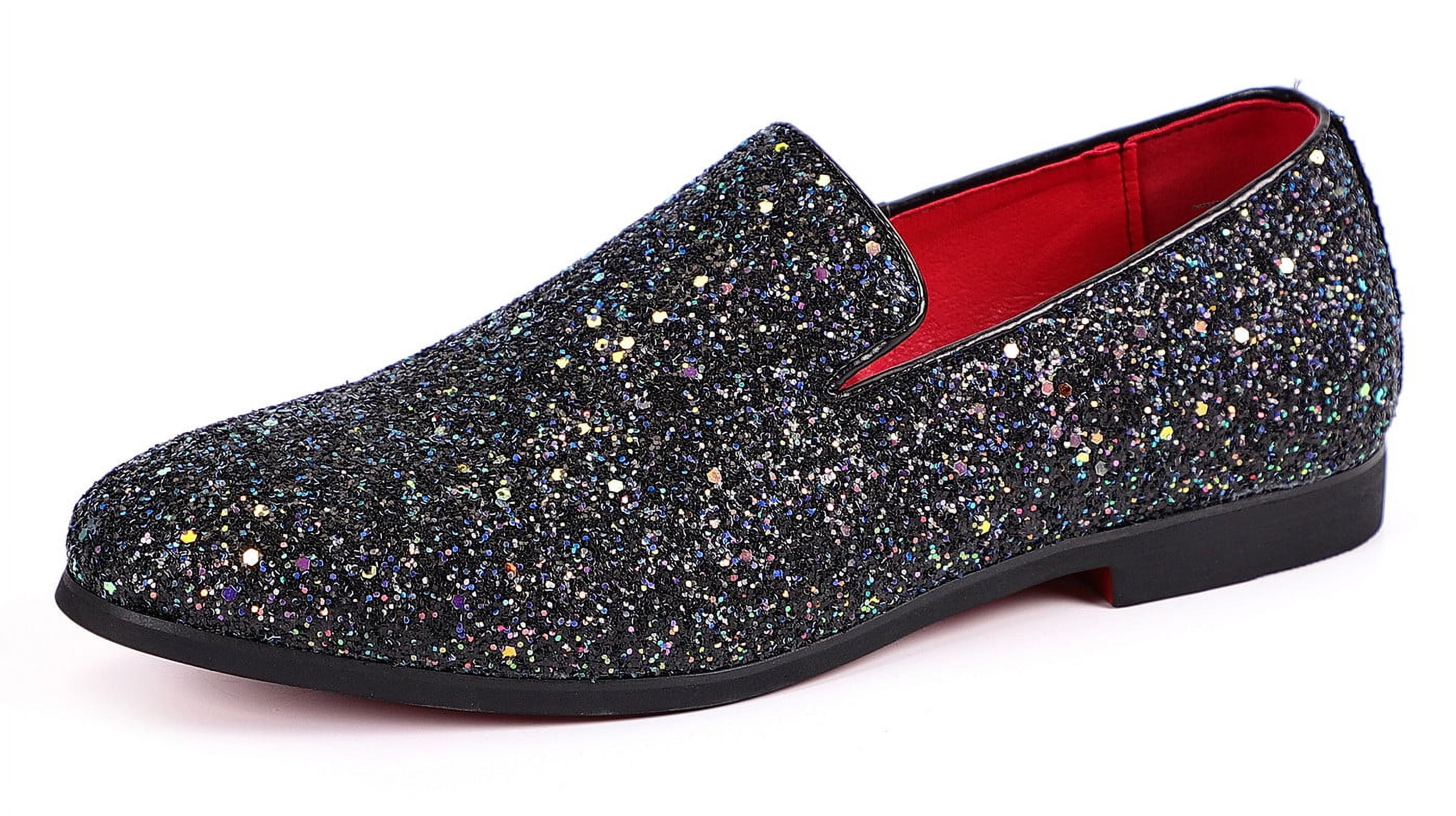 Santimon Men Dress Shoes Glitter Loafers Slip On Casual Wedding