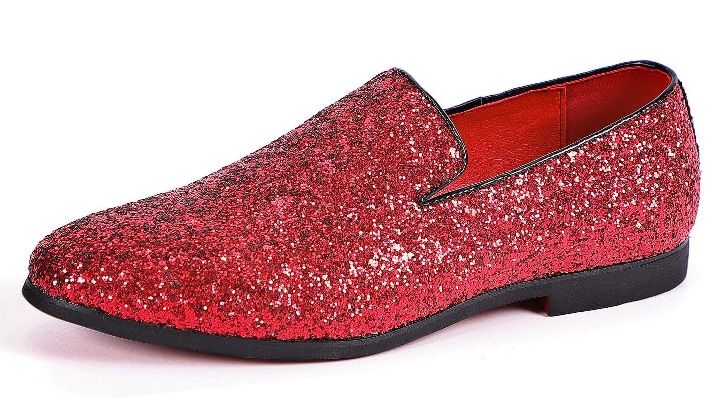 Casual Loafers Shoedazzle Loafers Red Spiked Glitter Smoking