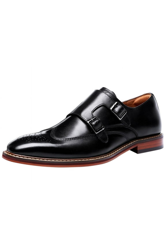 Men Dress Shoes Wingtip Casual Monk Shoes for Wedding Prom Party Formal Occasions Black US 12.5