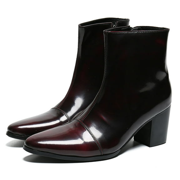 Santimon Men Fashion Leather Chukka Boots Casual Boots Chelsea Boots Ankle Boots for Business Work Daily Wearing Red 9.5 US