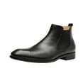 thumbnail image 1 of Santimon Men Genuine Leather Chelsea Boots Brogue Chukka Boots Casual Ankle Boots Black 9.5 US, 1 of 7