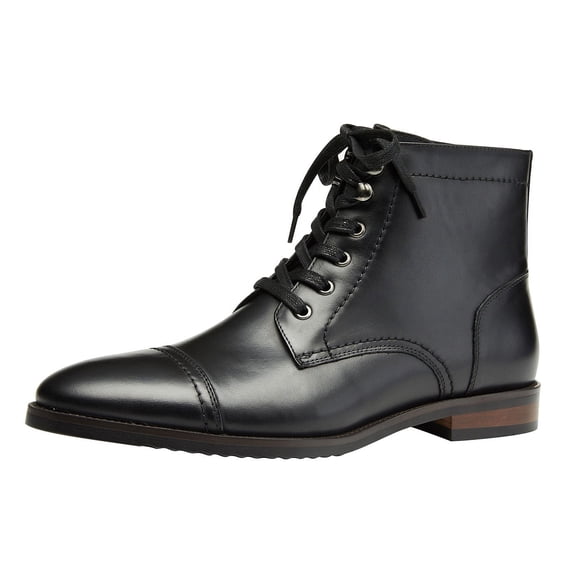 Santimon Men Genuine Leather Dress Boots Classic Casual Ankle Boots Black 10 US