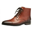 thumbnail image 1 of Santimon Men Genuine Leather Dress Boots Classic Casual Ankle Boots Brown 11 US, 1 of 7