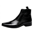 thumbnail image 1 of Santimon Men Leather Boots Brogue Oxford Dress Boots Casual Chukka Boots Ankle Boots Black 11.5 US, 1 of 5