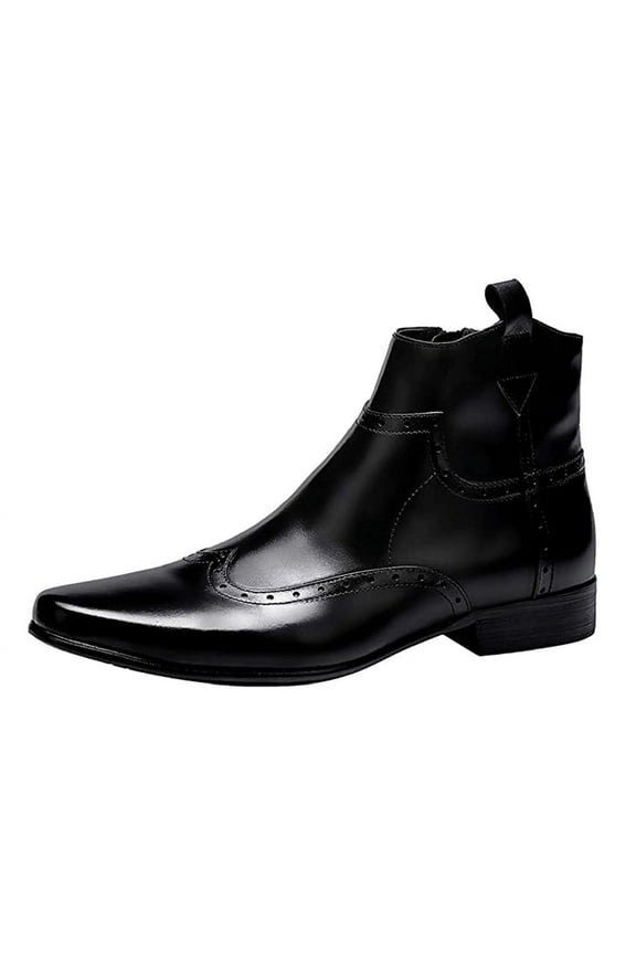 Men Leather Boots Brogue Oxford Dress Boots Casual Chukka Boots Ankle Boots Black 8 US