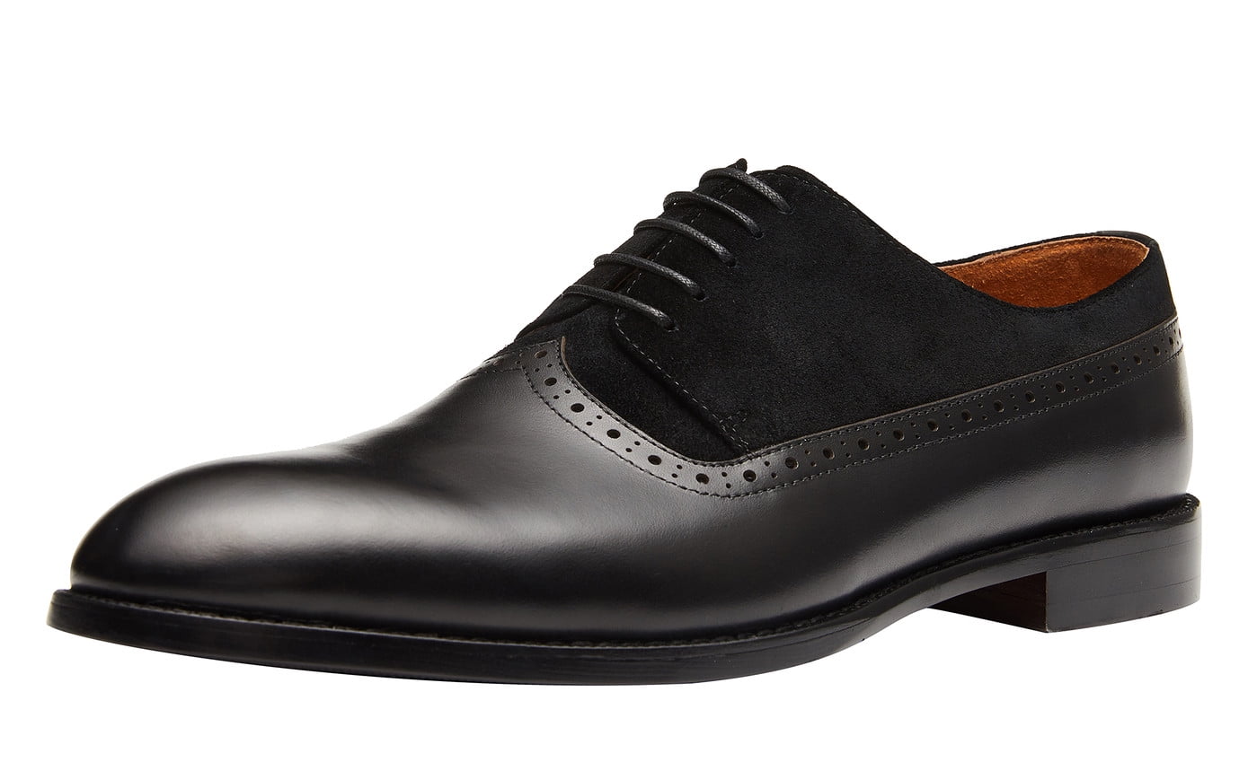Santimon Men\'s US 8.5 Black Leather Formal Brogue‎ Oxfords Lace Up Dress Shoes Amazon.com | Santimon Men main image 2