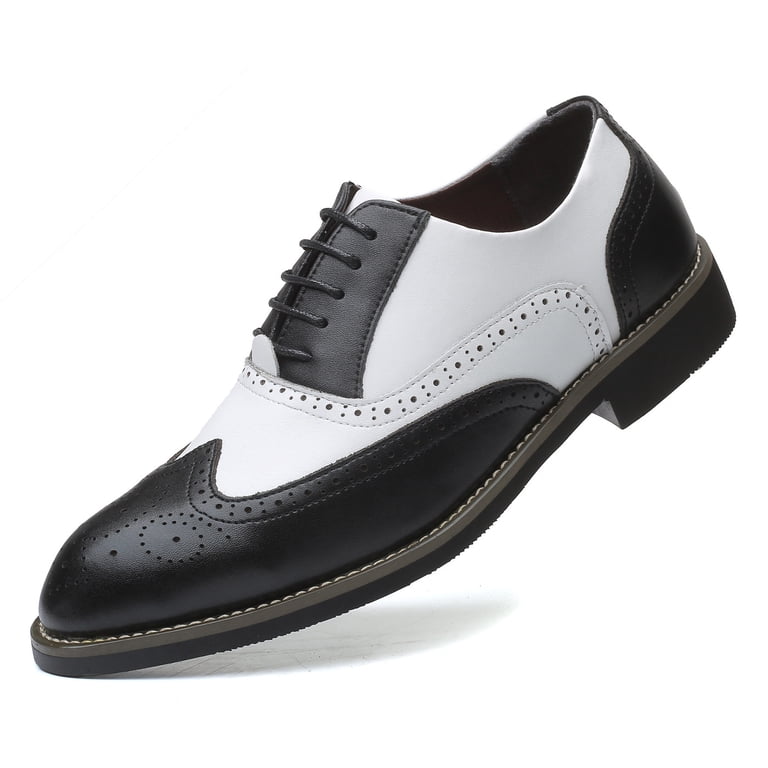 Santimon Men Oxford Shoes Brogue Lace Up Pointed Toe Formal Dress