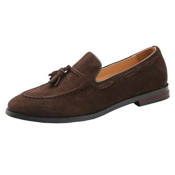 Santimon Men Tassel Loafers Fashionable Matte Leather Dress Shoes for Wedding Prom Party Formal Occasions Brown US 8