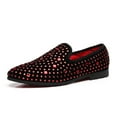 thumbnail image 1 of Santimon Men Velvet Loafers Rhinestone Flats Slip On Dress Tuxedo Shoes Red 12 US, 1 of 8