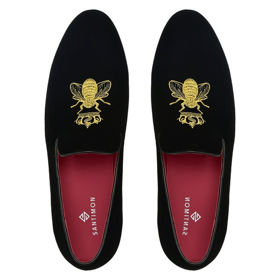 Santimon Mens Dress Shoes Velvet Loafers Slip-on Classic Party Casual Business Shoes Black 13 US