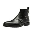 thumbnail image 1 of Santimon Mens Genuine Leather Boots Formal Dress Shoes Ankle Chukka Boots Casual Shoes Black 8 US, 1 of 7