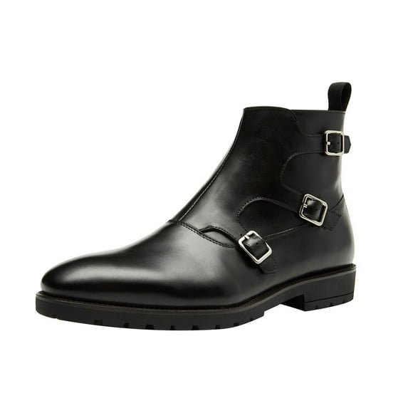 Santimon Mens Genuine Leather Boots Formal Dress Shoes Ankle Chukka Boots Casual Shoes Black 9.5 US