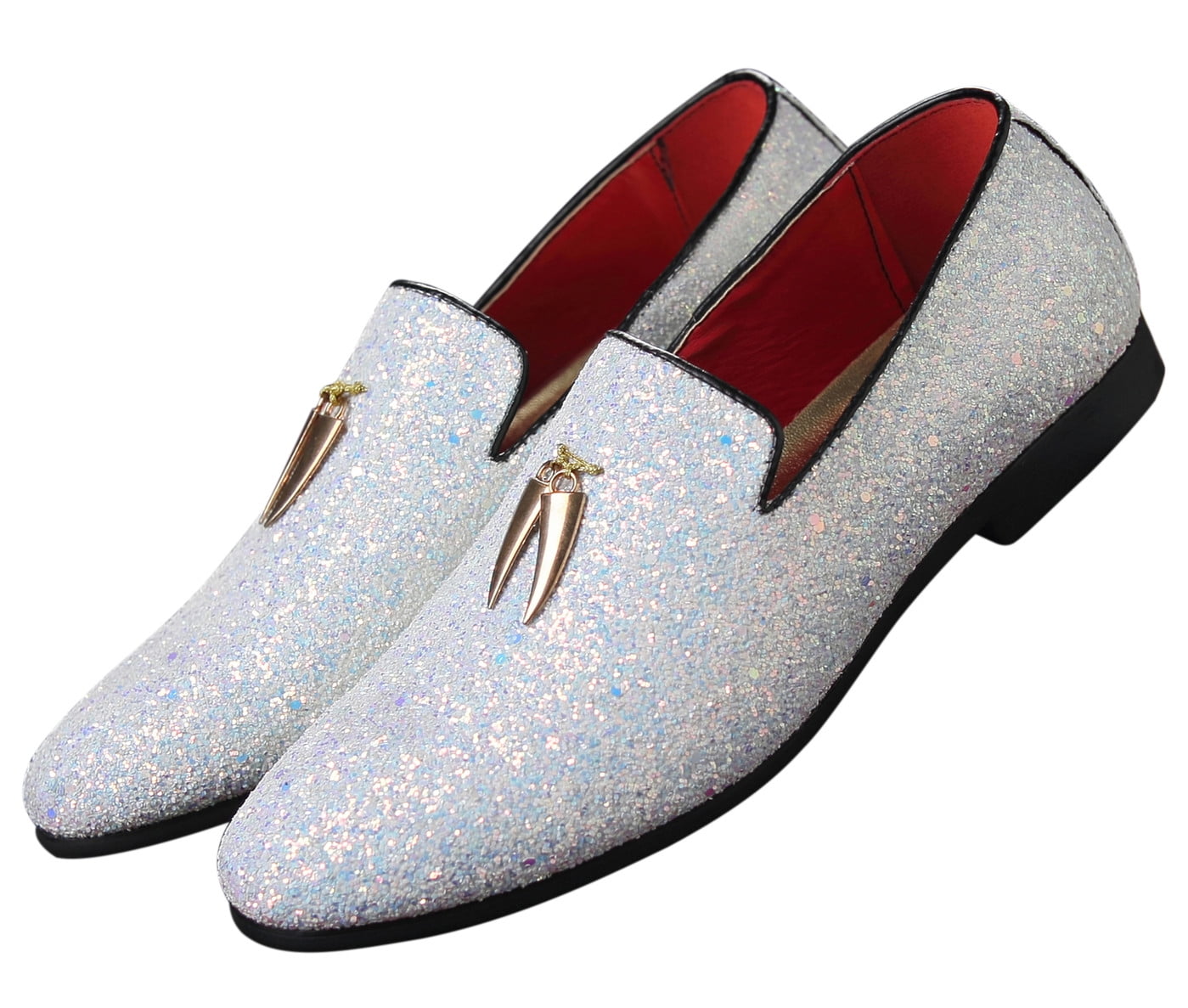 Santimon Mens Loafers Metallic Glitter Slip-on Casual Shoes Moccasins  Leather Dress Shoes White 12.5 US - Walmart.com