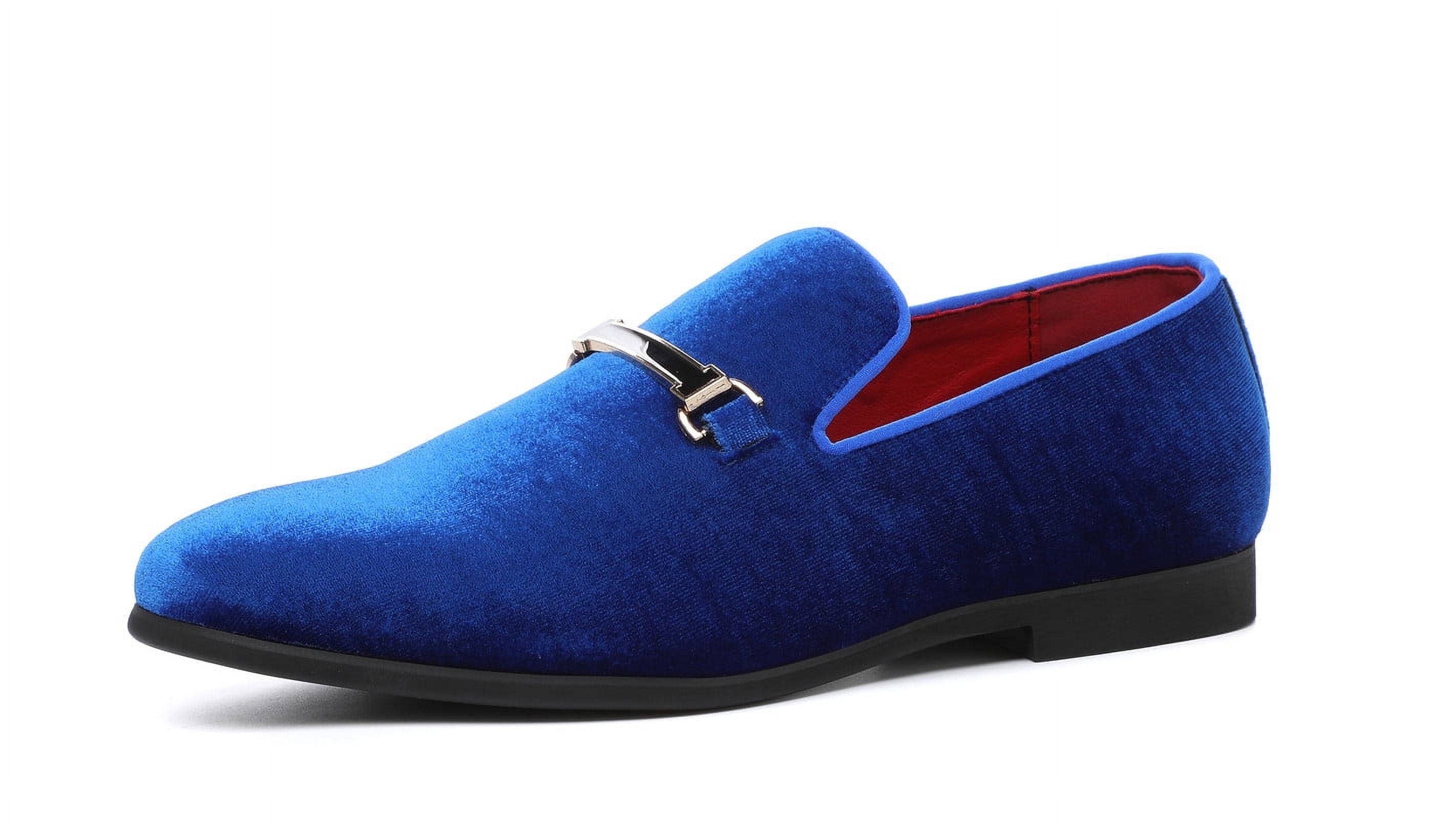 Santimon Mens Velvet Penny Loafers Slip-on Metal Buckle  display picture 1