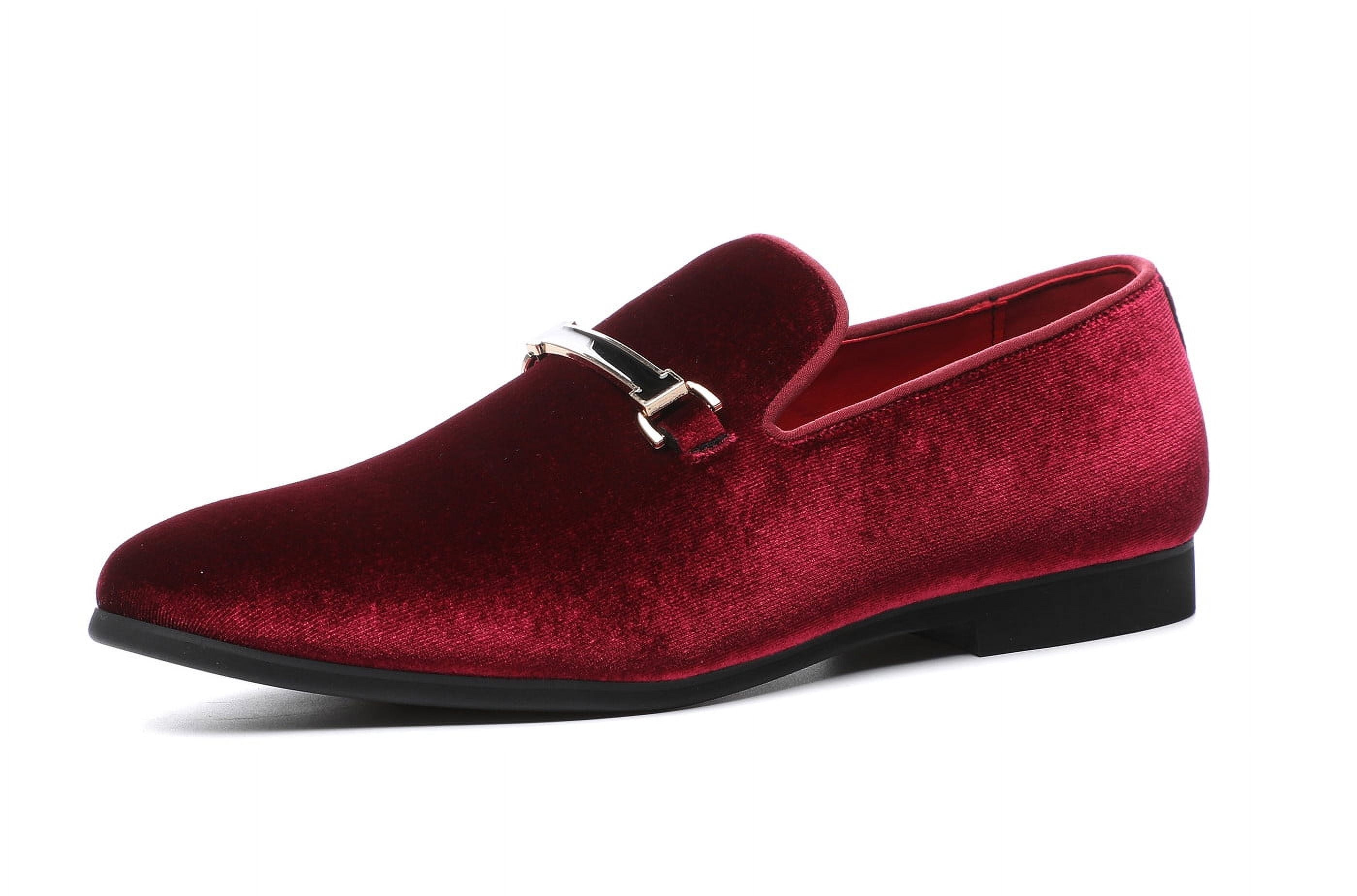 Men\'s Red Woven Leather Slip-On Loafers Bulk Mens Leather Loafers Woven Buckle Backless Mules  main image 2