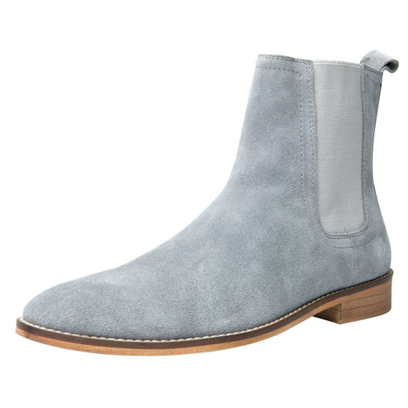 Santimon Mens chelsea Boots Suede Ankle Dress Boot Gray 7.5
