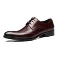 thumbnail image 1 of Santimon Red Wingtip Dress Shoes for Men Premium Cowhide Leather Oxford Shoes Casual Derby Shoes US 7.5, 1 of 7