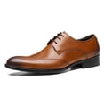 thumbnail image 1 of Santimon Tan Wingtip Dress Shoes for Men Premium Cowhide Leather Oxford Shoes Casual Derby ShoesUS 9, 1 of 8