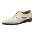 thumbnail image 1 of Santimon White Dress Shoes for Men Unique Mesh Lace up Oxford Shoes Casual Derby Shoes for Wedding Party US 9, 1 of 7