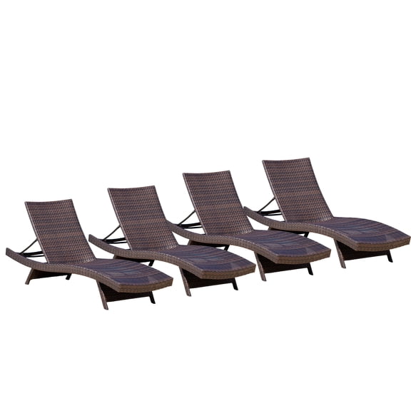 Santina Outdoor Brown Wicker Lounge (Set of 4)