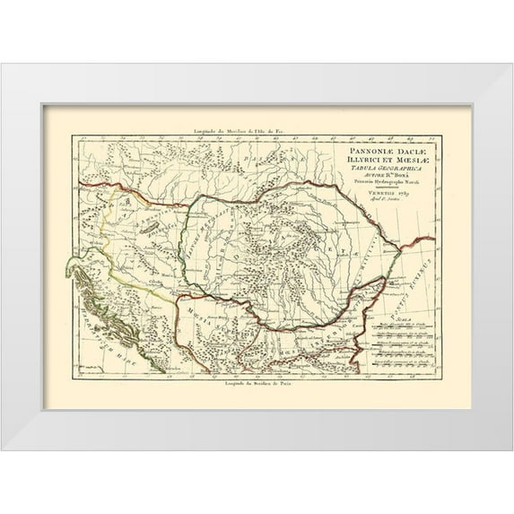 Santini 14x11 White Modern Wood Framed Museum Art Print Titled - Illyricum Pannonia Moesia Dacia Provinces - Santini 1794