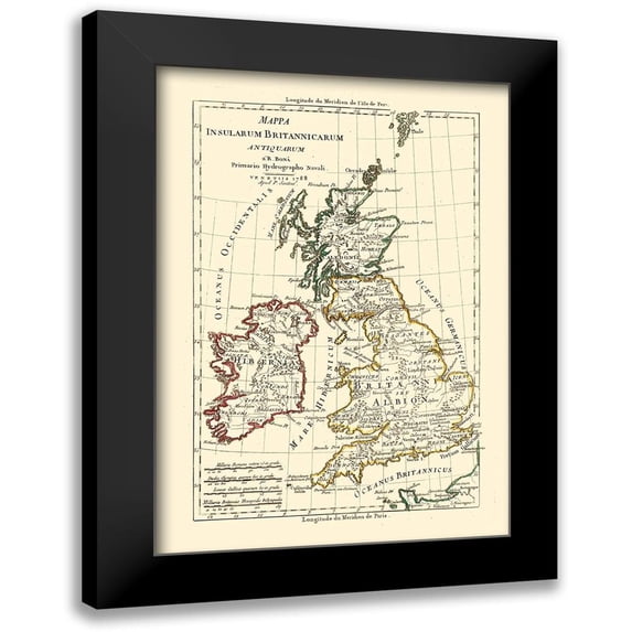 Santini 14x18 Black Modern Framed Museum Art Print Titled - British Islands - Santini 1794