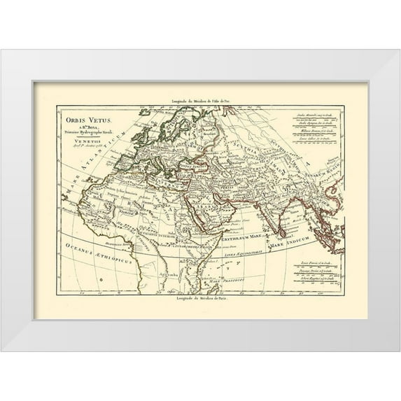 Santini 18x14 White Modern Wood Framed Museum Art Print Titled - Eastern Hemisphere - Santini 1794
