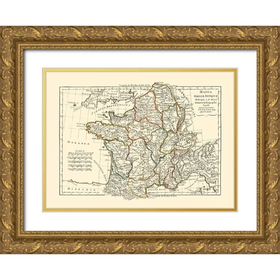 Santini 32x24 Gold Ornate Wood Framed with Double Matting Museum Art Print Titled - Ancient Gaul - Santini 1794