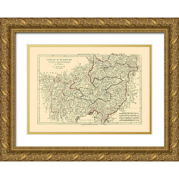 Santini 32x24 Gold Ornate Wood Framed with Double Matting Museum Art Print Titled - Austria - Santini 1794