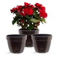 thumbnail image 1 of ❤️ Santino ASTI 12.6 Inch Self Watering Planters BLACK-GOLD/BLACK (Set of 3) for Indoor Plants - Modern Plastic w/ Water level Indicator for All House Plants, African Violets and Dahlias, 1 of 9