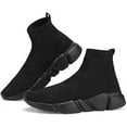 thumbnail image 1 of Santiro Athletic Shoes Breathable High Top Sneakers Lightweight Knit, All Black, 10 US, 1 of 3