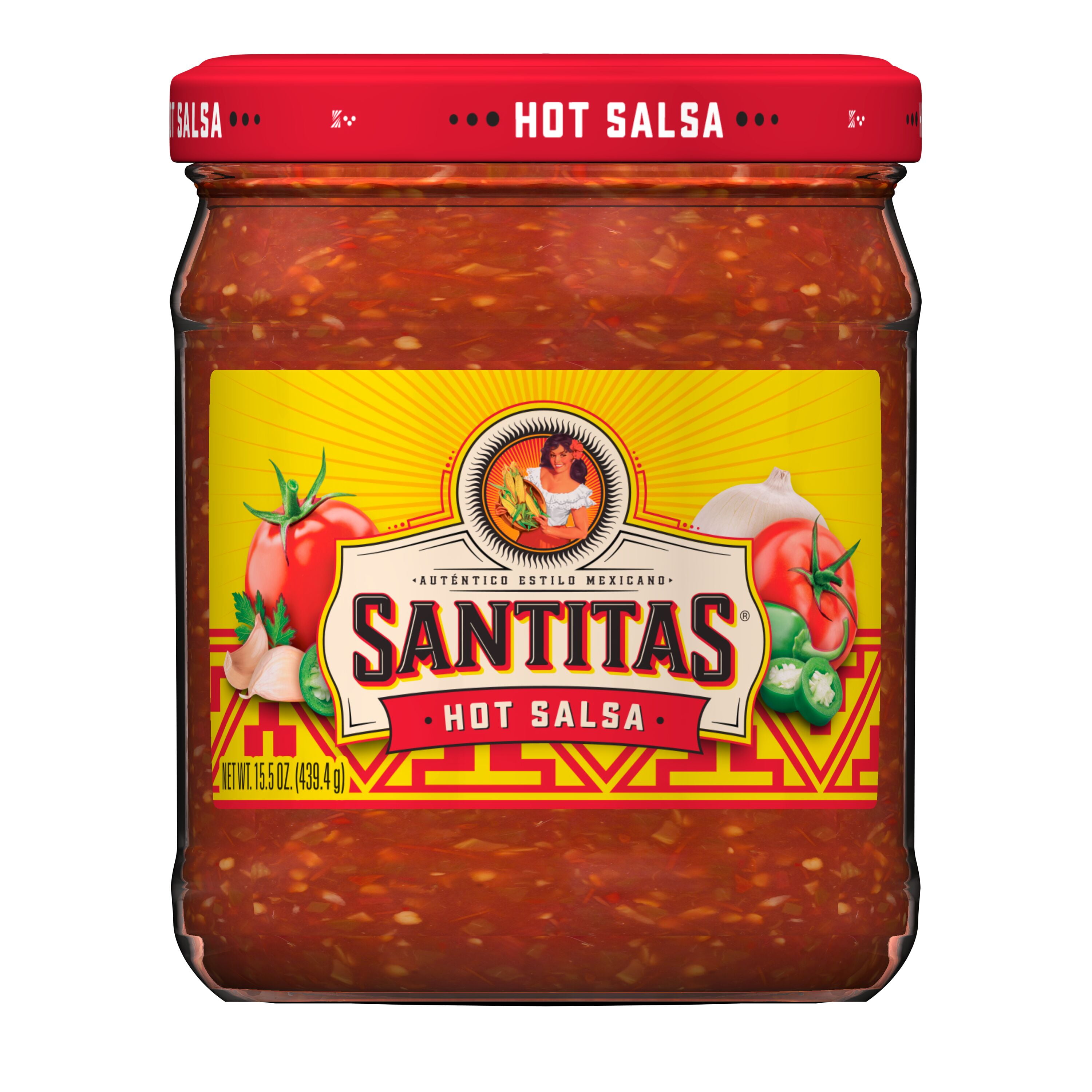 Santitas Hot Salsa Dip Jar, 15.5 oz