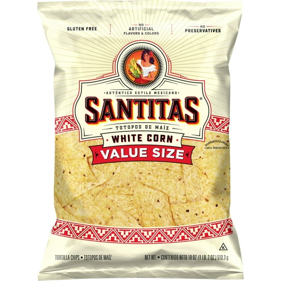 Santitas White Corn Tortilla Chips, 18 oz Bag