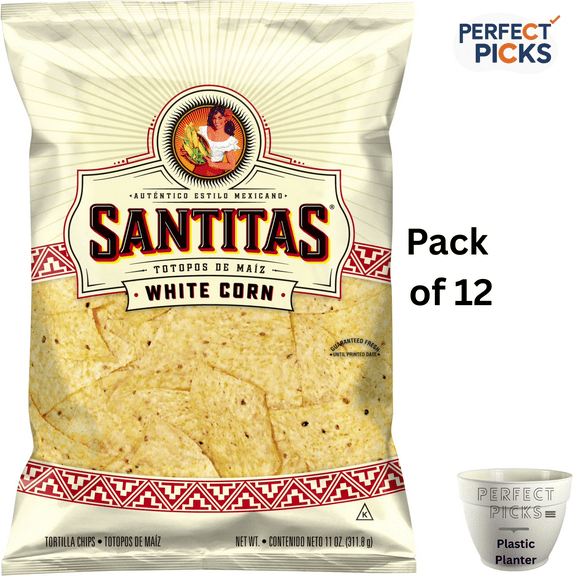 Santitas White Corn Tortilla Chips Snack Chips, 11 Ounce Bag ( 3 pack )
