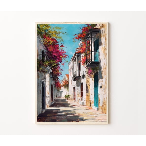 Santo Domingo Dominican Republic Colonial Street Wall Art, Unframed Paper Poster 8x10in