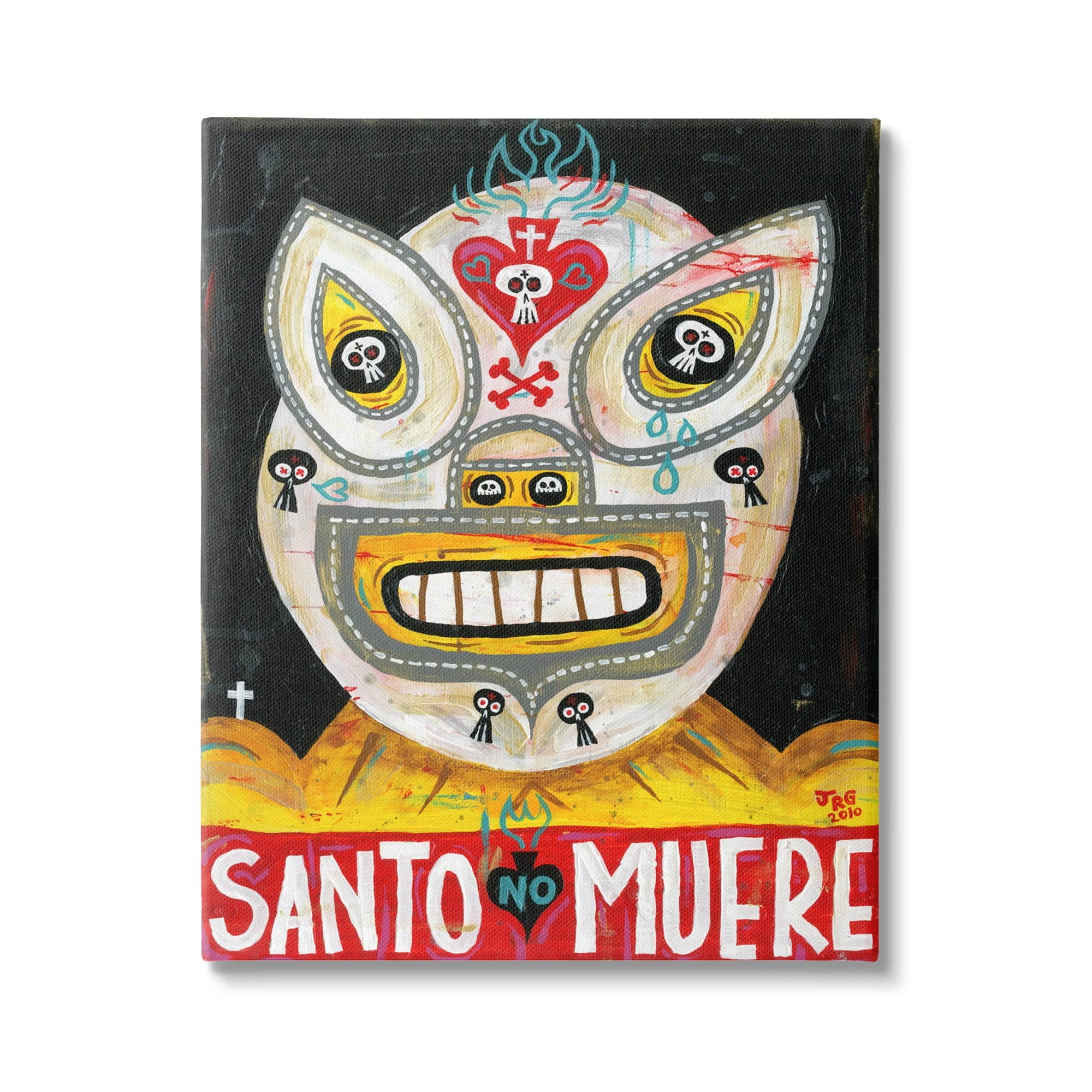 Santo No Muere Mexican Wrestler Mask Skull Motif Novelty Graphic Art Gallery-Wrapped Canvas Print Wall Art