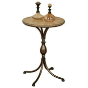 Santo Pedestal Table - Bronze - Round - Metal Framework, Wooden Tabletop - Accent Furniture Tables for Bedroom, Living Room - 26 1/2 Inches High