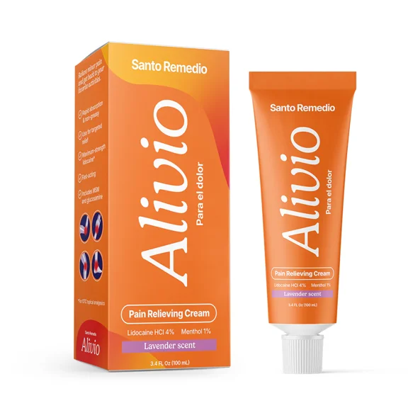 Santo Remedio Alivio, Topical Analgesic Cream, Pain Relief for Joints and Muscles, Fast-Acting Formula, Contains Lidocaine and Menthol, Clinically Proven Ingredients