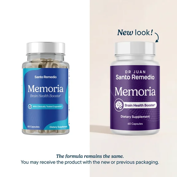 Santo Remedio Memoria, Brain Health & Supports Attention, Memory and Concentration, Dietary Supplement, Unflavored, Gluten-Free, Non-GMO, 30 Servings
