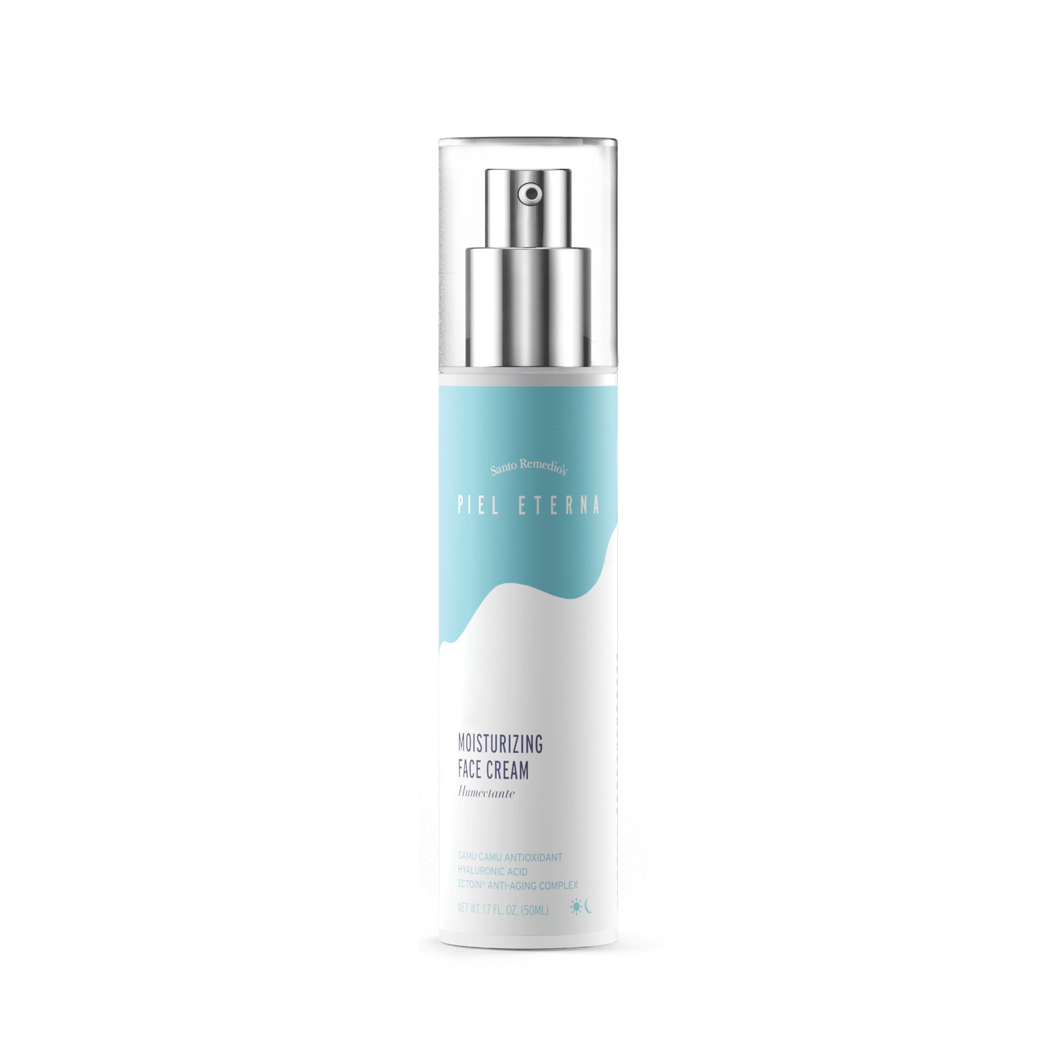 Santo Remedio, Piel Eterna, Moisturizing Face Cream, Hydrates Skin, Daily Moisturizer, Day and Night Cream, Contains Hyaluronic Acid, Vitamin E, Niacinamide, For All Skin Types, 1.7 Fl. Oz. / 50 ml